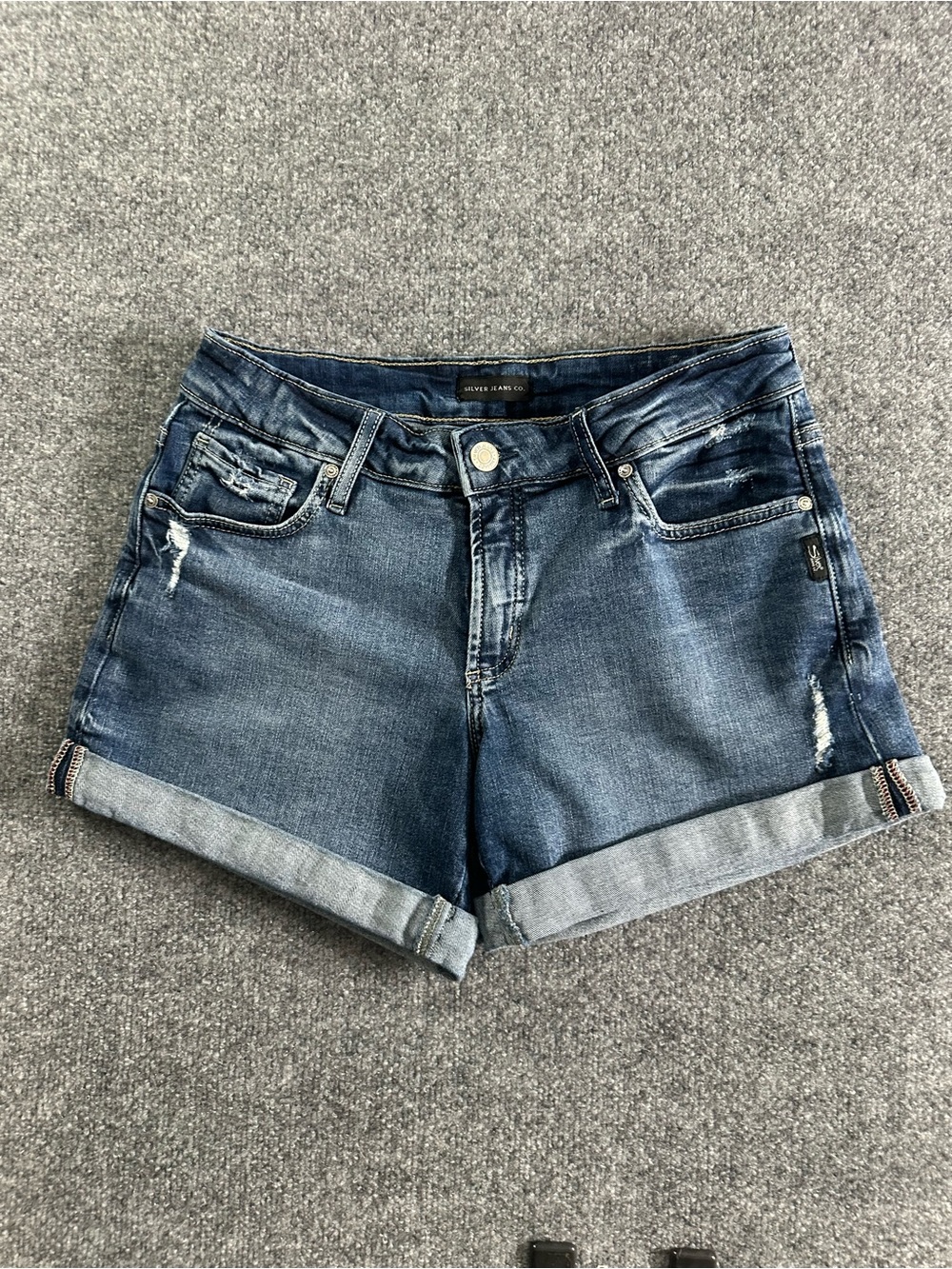 Silver Jeans Boyfriend Shorts Rolled Hem Mid Rise Denim Jean Shorts Size 10
